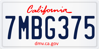 CA license plate 7MBG375