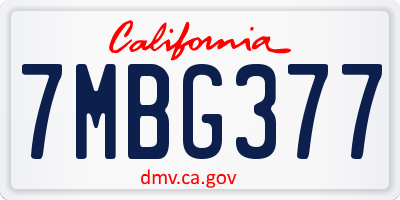 CA license plate 7MBG377