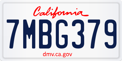 CA license plate 7MBG379