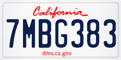 CA license plate 7MBG383