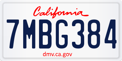 CA license plate 7MBG384