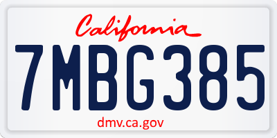 CA license plate 7MBG385