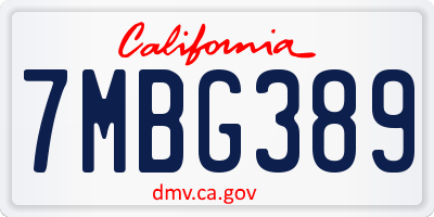 CA license plate 7MBG389