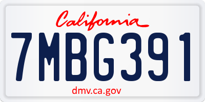 CA license plate 7MBG391