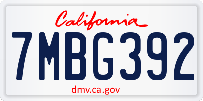 CA license plate 7MBG392