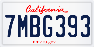CA license plate 7MBG393