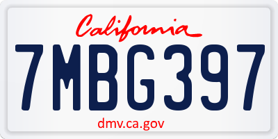 CA license plate 7MBG397