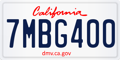 CA license plate 7MBG400