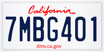 CA license plate 7MBG401