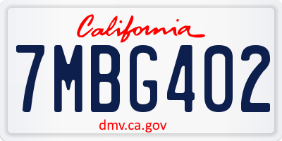CA license plate 7MBG402
