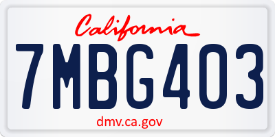 CA license plate 7MBG403