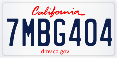 CA license plate 7MBG404