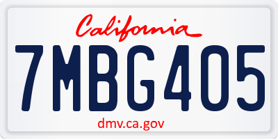 CA license plate 7MBG405