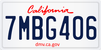CA license plate 7MBG406