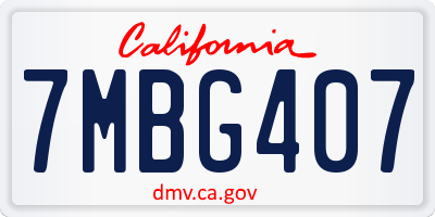 CA license plate 7MBG407