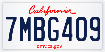 CA license plate 7MBG409