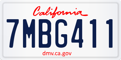 CA license plate 7MBG411