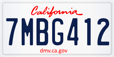 CA license plate 7MBG412