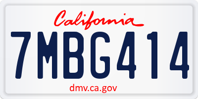 CA license plate 7MBG414