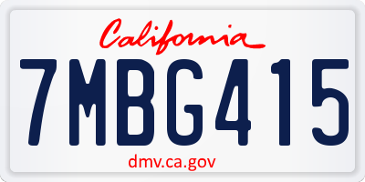 CA license plate 7MBG415