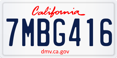 CA license plate 7MBG416