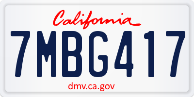 CA license plate 7MBG417
