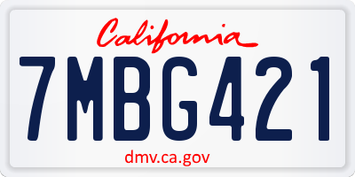 CA license plate 7MBG421