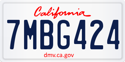 CA license plate 7MBG424