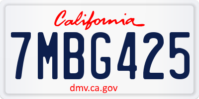 CA license plate 7MBG425