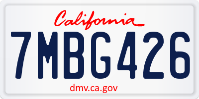 CA license plate 7MBG426