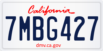CA license plate 7MBG427