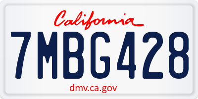 CA license plate 7MBG428