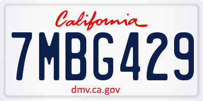 CA license plate 7MBG429