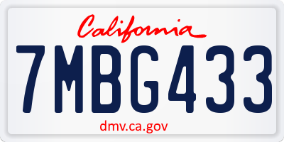 CA license plate 7MBG433
