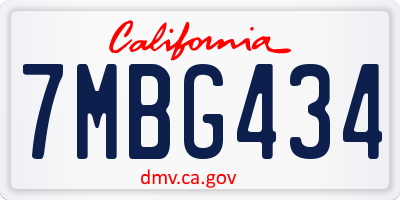 CA license plate 7MBG434