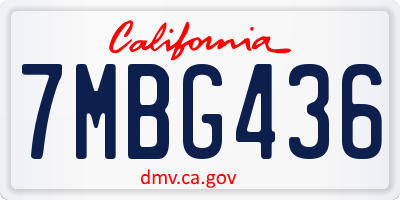 CA license plate 7MBG436