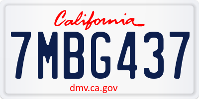 CA license plate 7MBG437