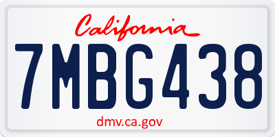 CA license plate 7MBG438