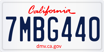 CA license plate 7MBG440