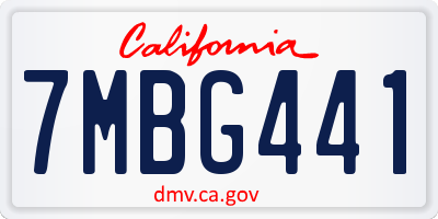 CA license plate 7MBG441