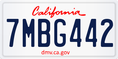 CA license plate 7MBG442