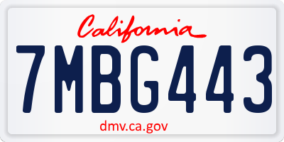 CA license plate 7MBG443