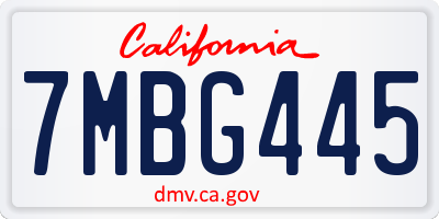 CA license plate 7MBG445