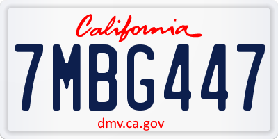 CA license plate 7MBG447