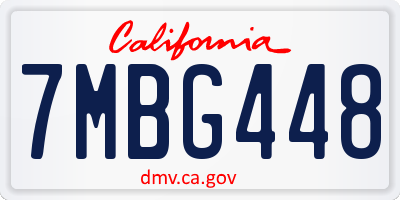 CA license plate 7MBG448