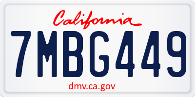 CA license plate 7MBG449