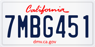 CA license plate 7MBG451