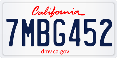 CA license plate 7MBG452