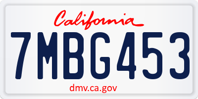 CA license plate 7MBG453