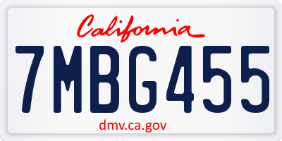 CA license plate 7MBG455